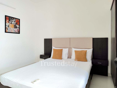 Bedroom one of Plot 73 TrustedStay Service Apartment in Madhapur Hyderabad